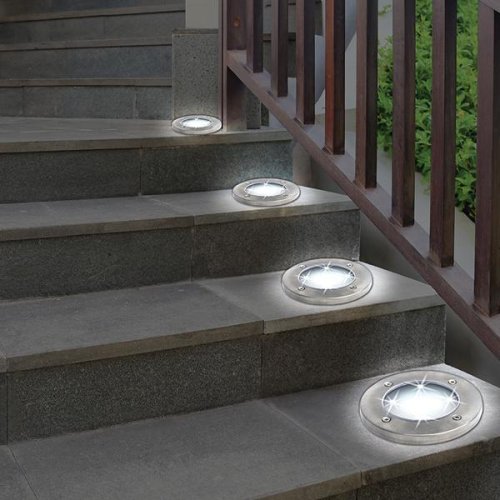 Комплект садових сонячних світильників Solar Disk Lights 4 шт, вуличні ліхтарі з датчиком світла