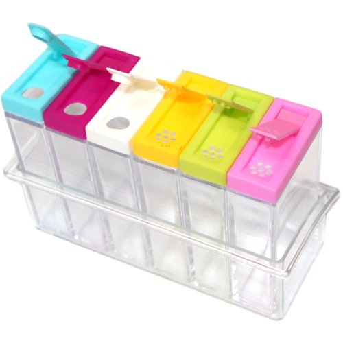 Набір для спецій на підставці Seasoning Six Piece Set: 6 баночок, кухонна спецівниця, екопластик