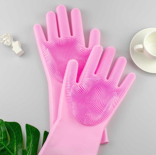 Багатофункціональні силіконові рукавички з ворсом Magic Silicone Gloves для прибирання і миття посуду