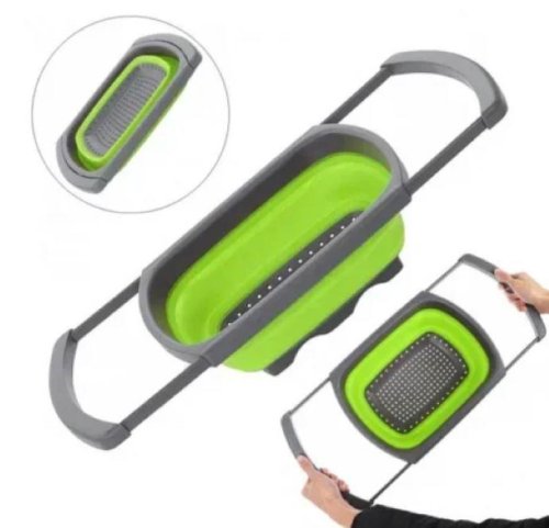 Складаний силіконовий друшляк-трансформер з висувними ручками, кошик для миття овочів і фруктів