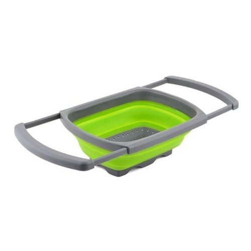 Складаний силіконовий друшляк-трансформер з висувними ручками, кошик для миття овочів і фруктів