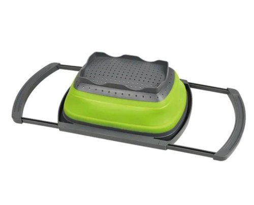 Складаний силіконовий друшляк-трансформер з висувними ручками, кошик для миття овочів і фруктів