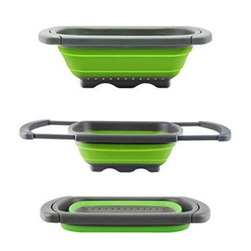 Складаний силіконовий друшляк-трансформер з висувними ручками, кошик для миття овочів і фруктів