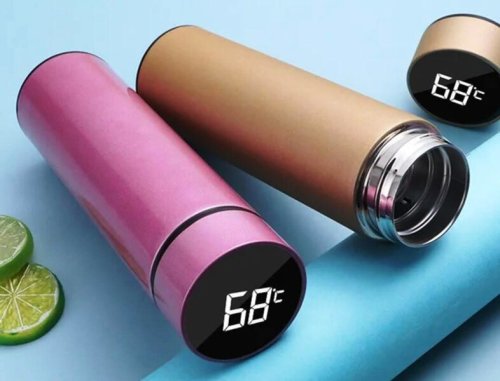 Смарт-термокружка Smart CUP 500 мл: нержавіюча сталь, сенсорний індикатор температури, ситечко