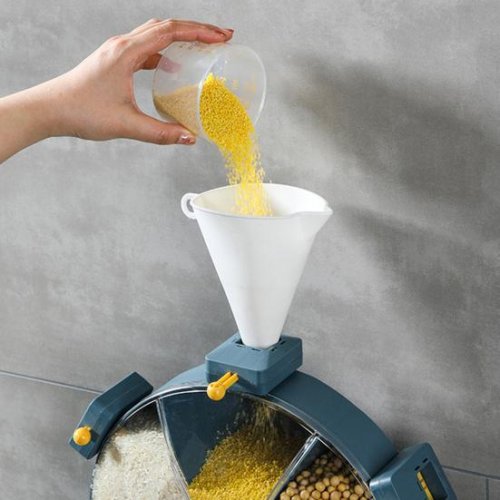 Настінний мультизерновий органайзер-млин для круп і сипучих, 6 секцій, обертання 360°