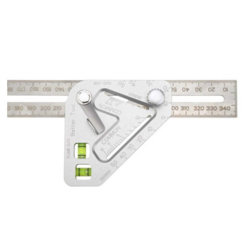 Метричний столярний косинець з рівнем TV One — будівельна кутова лінійка для столярів