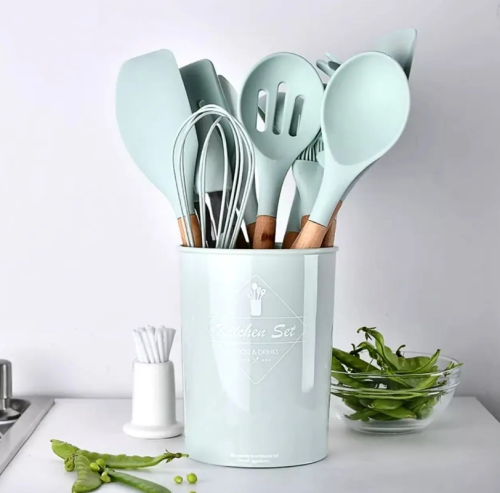 Набір кухонного приладдя Kitchen Set 12 предметів: силіконові аксесуари з підставкою