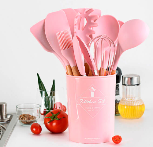 Набір кухонного приладдя Kitchen Set 12 предметів: силіконові аксесуари з підставкою
