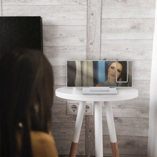 Настільний дзеркальний годинник 3618LP з проєктором, будильником, календарем і термометром, зелена підсвітка