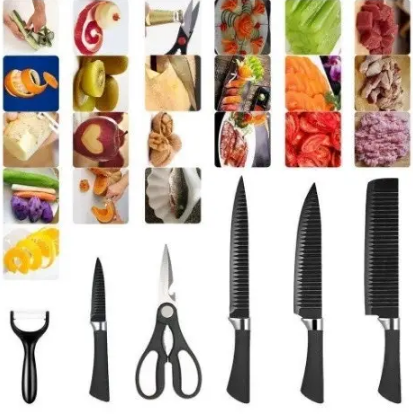 Набір кухонних ножів UNIQUE UN-1821 з нержавіючої сталі, господарські обробні, 6 предметів