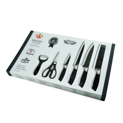 Набір кухонних ножів UNIQUE UN-1821 з нержавіючої сталі, господарські обробні, 6 предметів