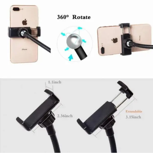 Набір для стріму: LED кільцева лампа з гнучким тримачем телефону, тепле/холодне світло, USB