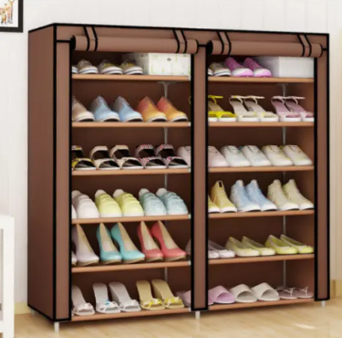 Тканинна шафа-органайзер для взуття Shoe Cabinet, 2 секції з поличками