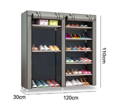 Тканинна шафа-органайзер для взуття Shoe Cabinet, 2 секції з поличками