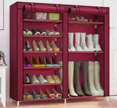 Тканинна шафа-органайзер для взуття Shoe Cabinet, 2 секції з поличками