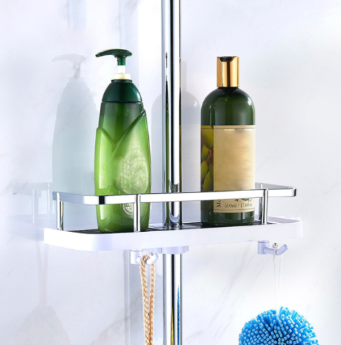 Регульована стійка-органайзер для душу Shower Rack: полиця, тримач шланга та гачки
