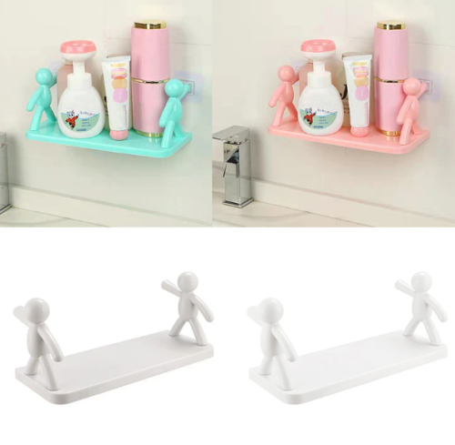 Універсальна підвісна поличка «Чоловічки» для ванної/кухні, клейке кріплення, 33×14 см