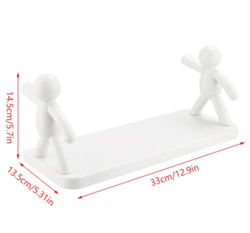 Універсальна підвісна поличка «Чоловічки» для ванної/кухні, клейке кріплення, 33×14 см