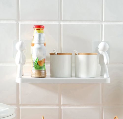 Універсальна підвісна поличка «Чоловічки» для ванної/кухні, клейке кріплення, 33×14 см