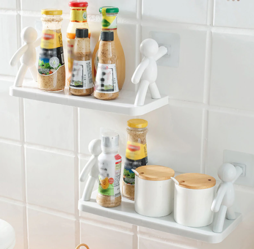 Універсальна підвісна поличка «Чоловічки» для ванної/кухні, клейке кріплення, 33×14 см