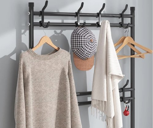 Підлогова стійка-вішалка для одягу з полицями для взуття, збірна (New Simple)