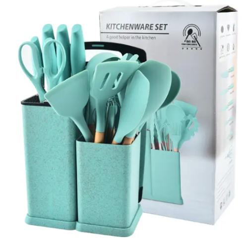 Кухонний набір ножів та інструментів Kitchenware Set 20 предметів з підставкою і дошкою