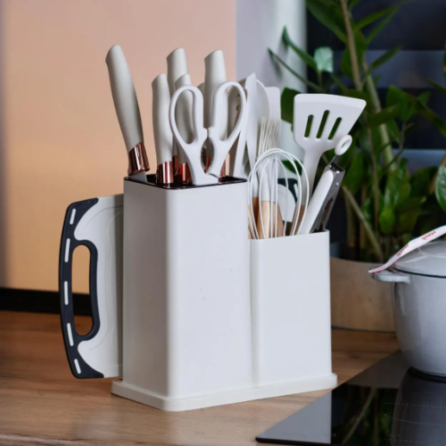 Кухонний набір ножів та інструментів Kitchenware Set 20 предметів з підставкою і дошкою