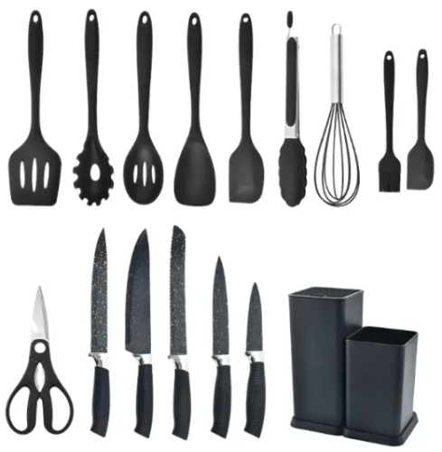 Кухонний набір ножів та інструментів Kitchenware Set 20 предметів з підставкою і дошкою