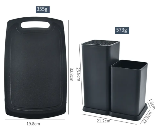 Кухонний набір ножів та інструментів Kitchenware Set 20 предметів з підставкою і дошкою