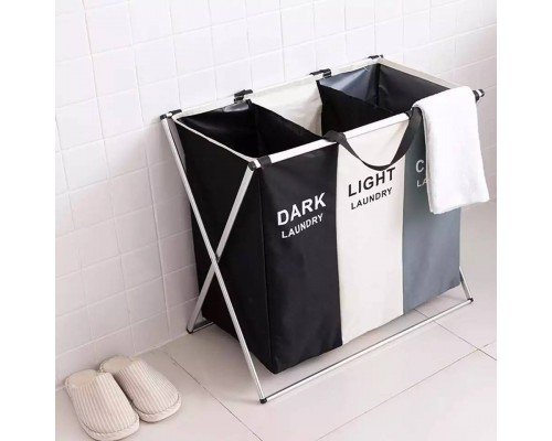 Кошик для сортування білизни на 3 секції з ручками, 150 л