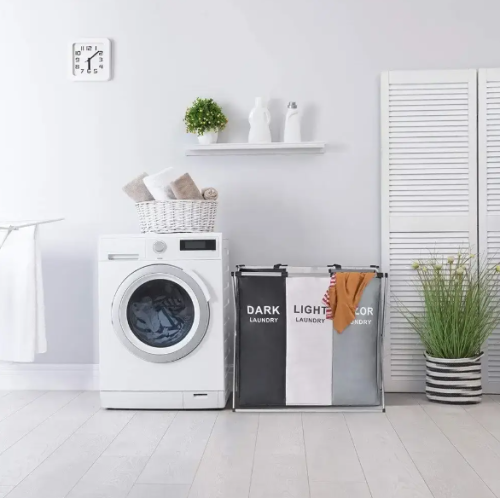 Кошик для сортування білизни на 3 секції з ручками, 150 л