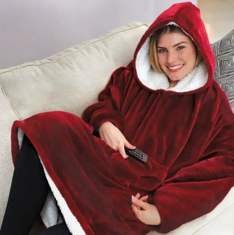 Двостороння худі-ковдра Huggle Hoodie Blanket з капюшоном, синя