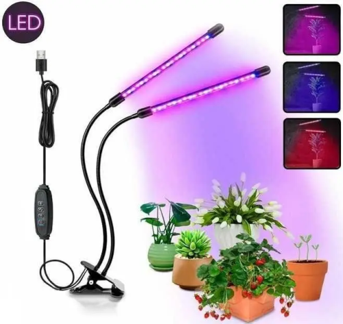 Подвійна гнучка фітолампа 30 Вт для рослин з таймером і регулюванням яскравості