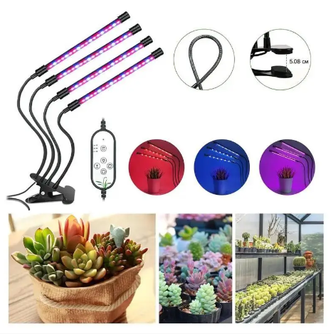 Четверна гнучка фітолампа для рослин 60 Вт з таймером та регулюванням яскравості