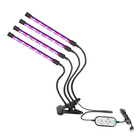 Четверна гнучка фітолампа для рослин 60 Вт з таймером та регулюванням яскравості