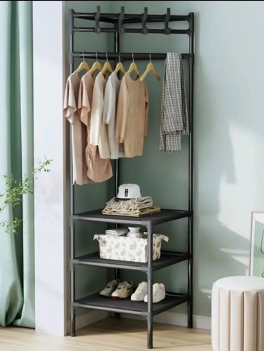 Кутова підлогова вішалка-стелаж Corner rack з поперечиною для вішалок у передпокій