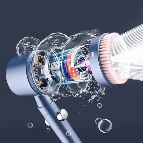 Душова лійка з фільтром і масажною щіткою, потужний напір води