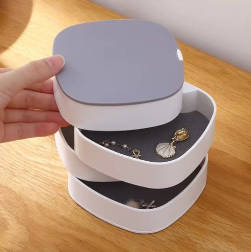 Багаторівневий органайзер-скринька для прикрас і аксесуарів на 4 відділення з дзеркалом LD-688