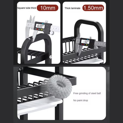 Двоярусна настільна металева сушарка для посуду LY-620 зі стійкою для зберігання