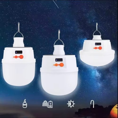 Аварійна акумуляторна лампа-світильник з гачком, сонячна зарядка, IP65 (2022)