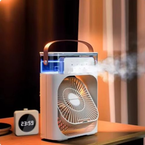 Настільний міні вентилятор-кондиціонер Air Cooler Fan зі зволожувачем і відсіком для льоду