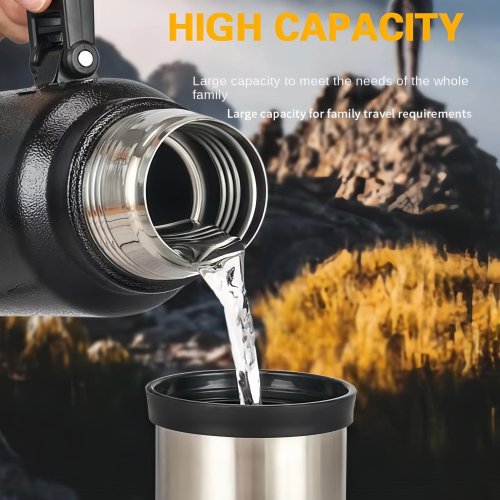 Туристичний термос Vacuum Flask 970 з чашкою, нержавіюча сталь, 1400 мл