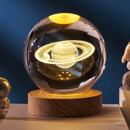 Декоративний 3D нічник-лампа «Галактика» кришталева куля 8 см, настільний світильник