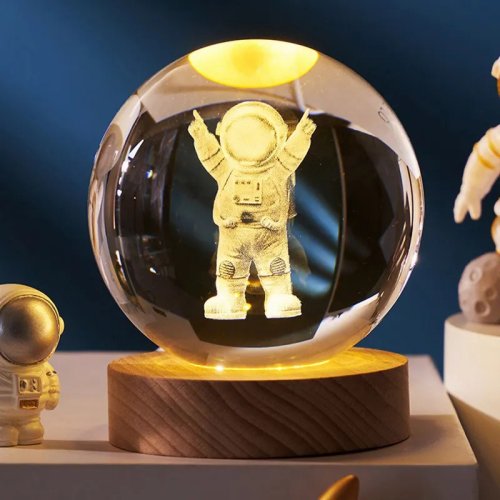 Декоративний 3D нічник-лампа «Галактика» кришталева куля 8 см, настільний світильник