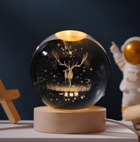 Декоративний 3D нічник-лампа «Галактика» кришталева куля 8 см, настільний світильник