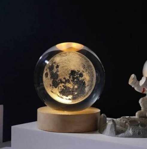 Декоративний 3D нічник-лампа «Галактика» кришталева куля 8 см, настільний світильник