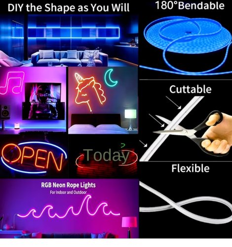 Гнучка неонова LED стрічка RGB 5 м з керуванням зі смартфона (Neon Strip)