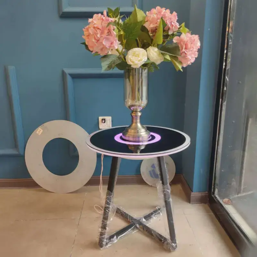 Світлодіодний смарт-столик із загартованого скла: Bluetooth, бездротова зарядка, сенсорний екран, музика