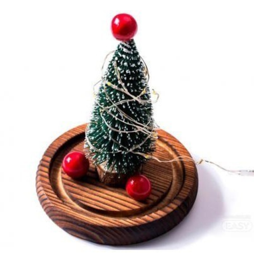 Декоративна новорічна ялинка в колбі з LED-підсвічуванням і гірляндою — різдвяний нічник