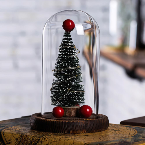 Декоративна новорічна ялинка в колбі з LED-підсвічуванням і гірляндою — різдвяний нічник